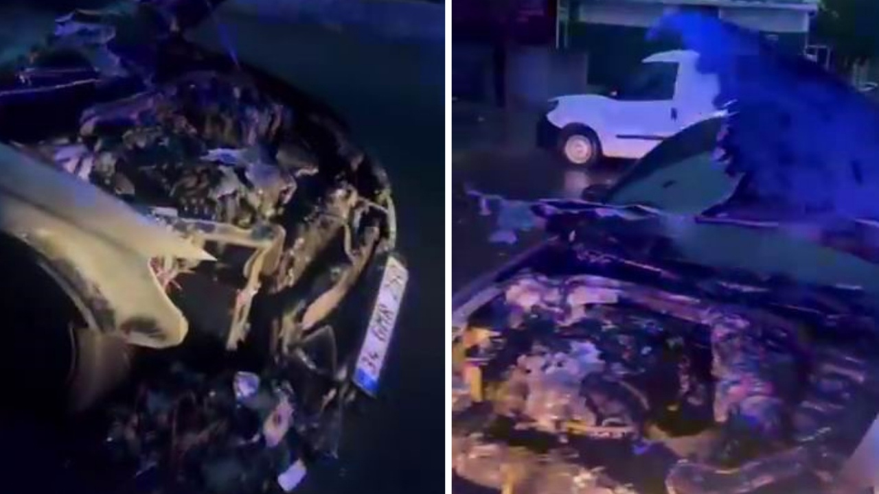 Diyarbakır’da lüks araç alevlere teslim oldu