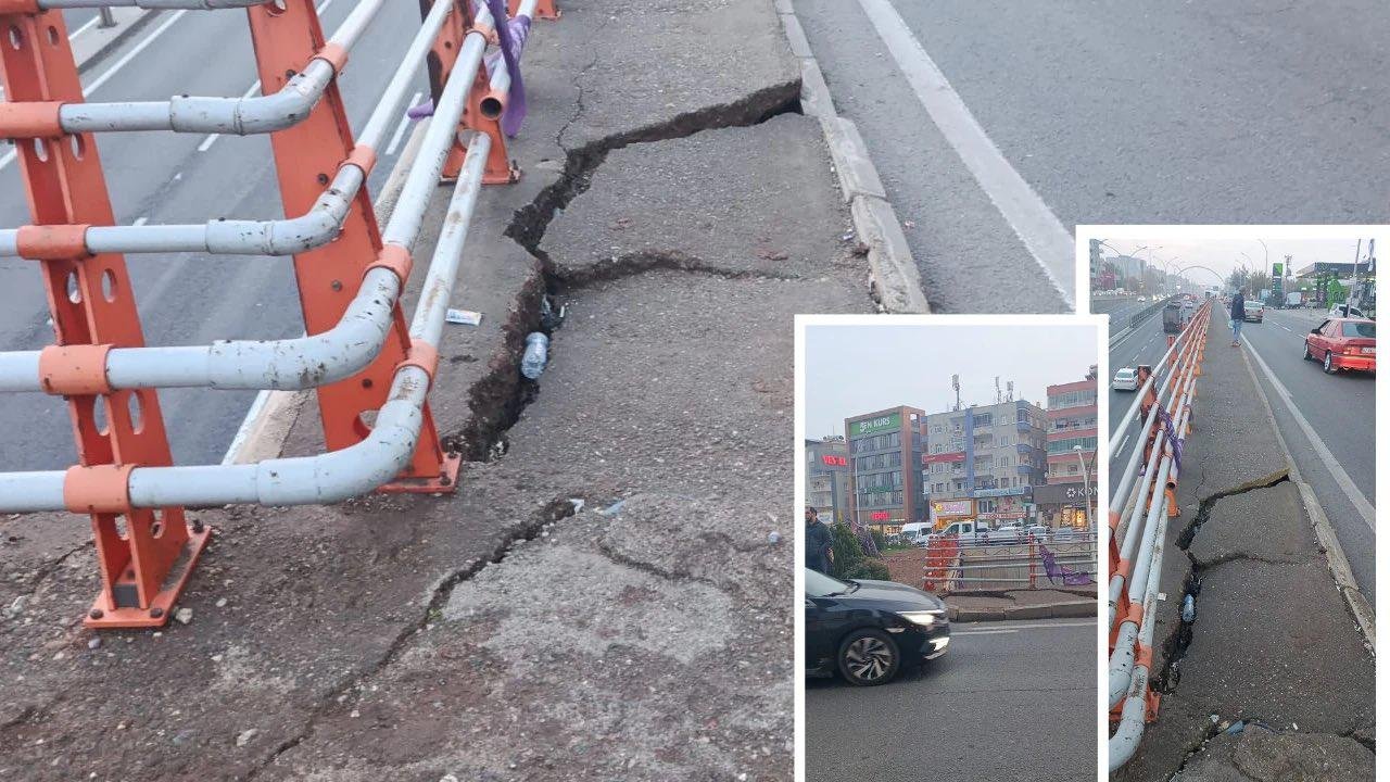 Diyarbakır’daki köprülü kavşakta derin çatlak