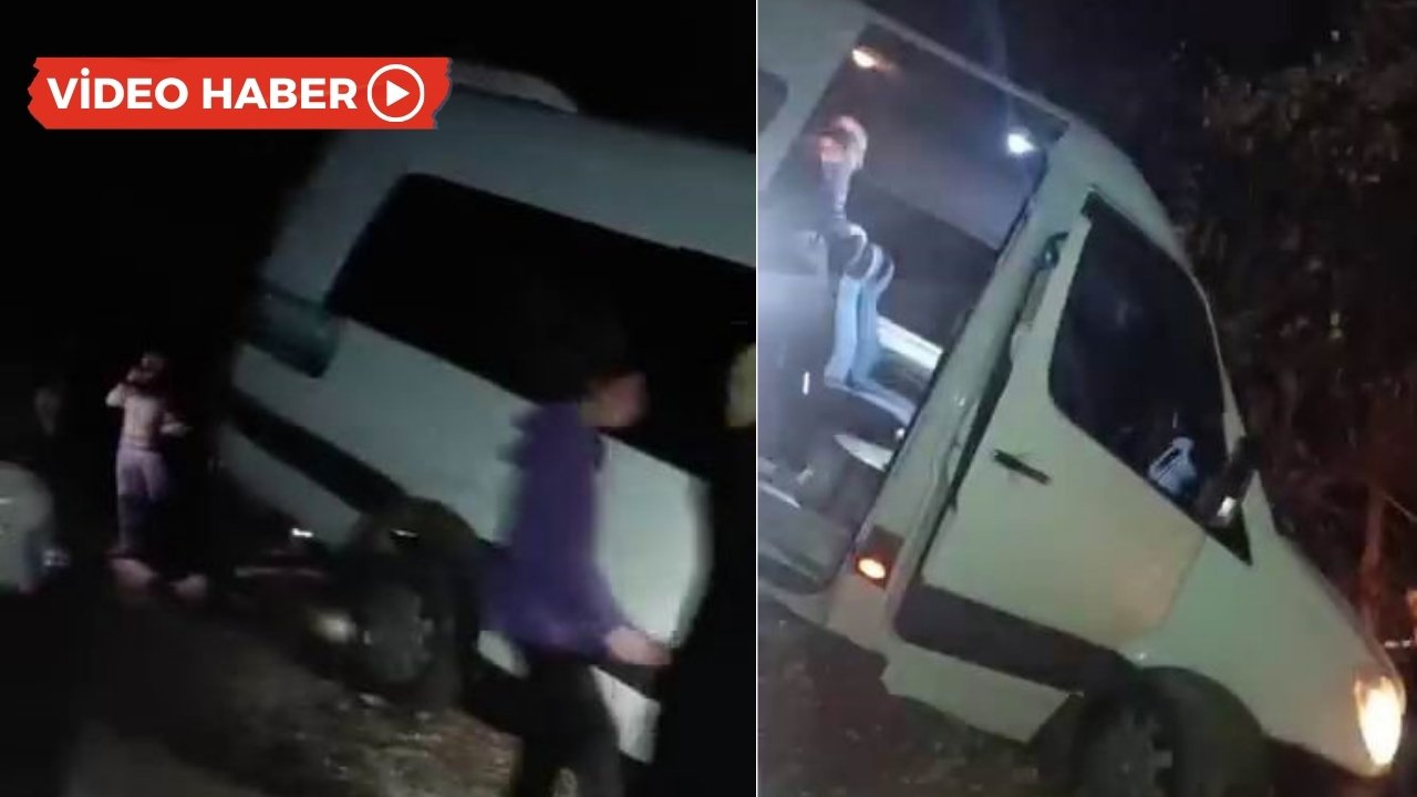 Diyarbakır’da yolcu taşıyan minibüs uçurumda asılı kaldı