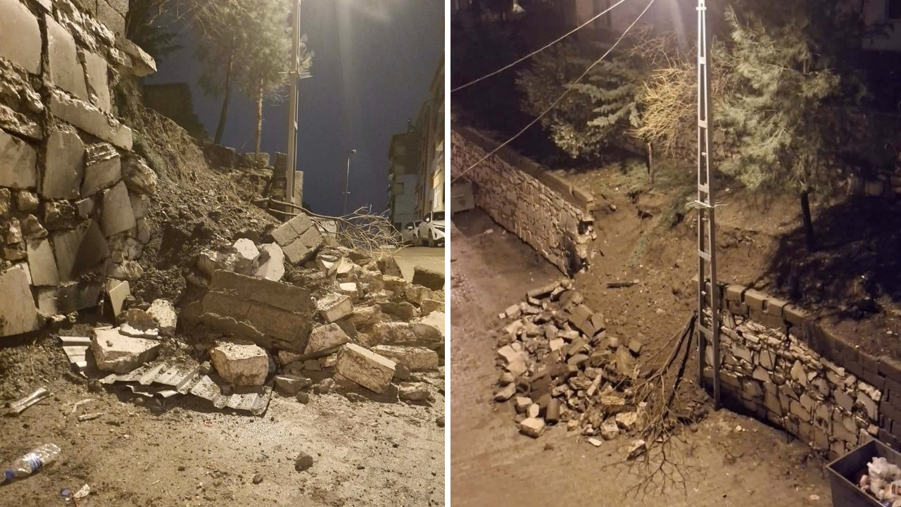 Diyarbakır'da istinat duvarı çöktü