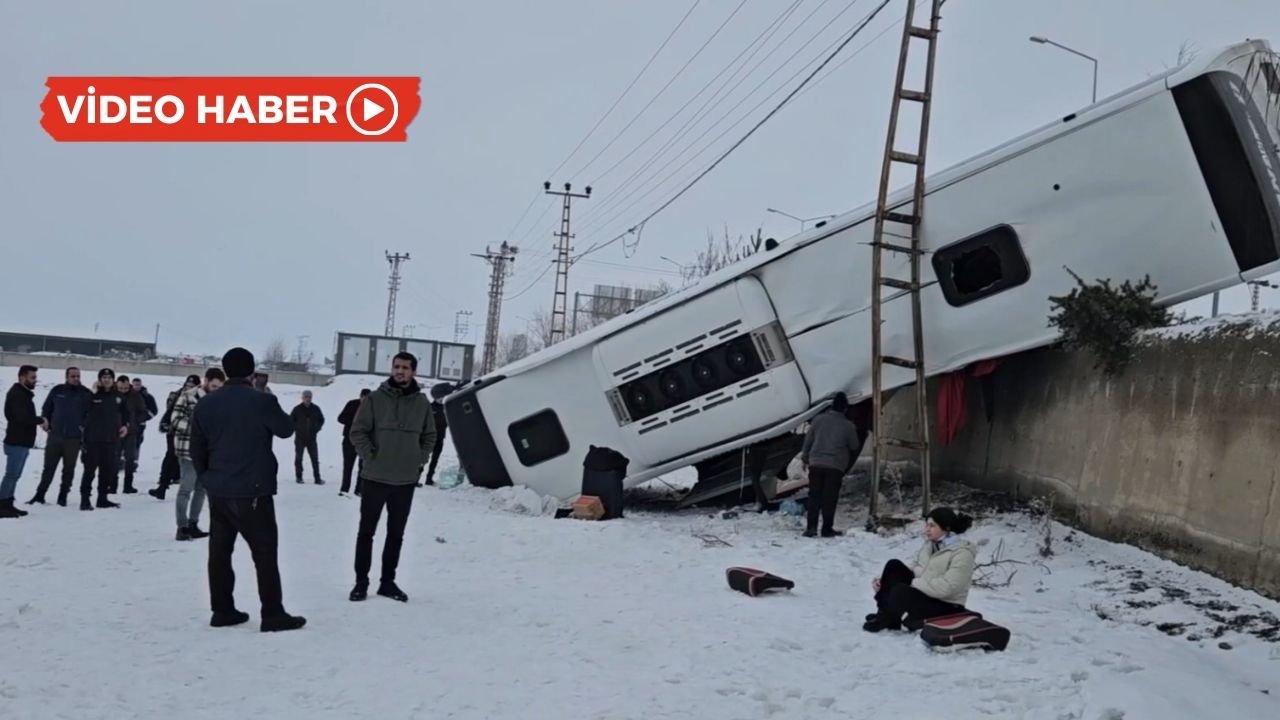 Yolcu otobüsü araziye devrildi: 16 yaralı