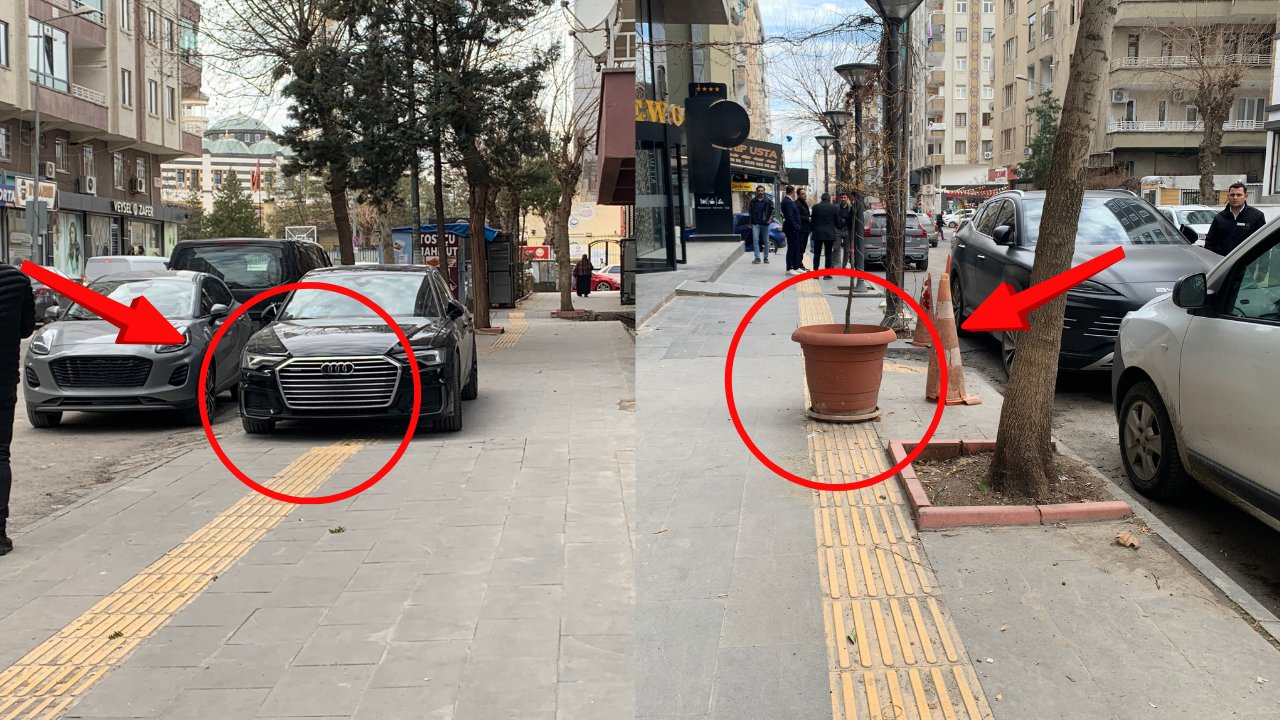 Diyarbakır’da engelli geçişine çifte engel