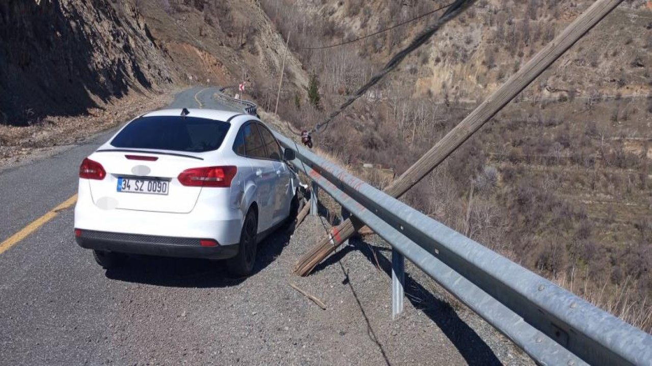 Diyarbakır'ın Çüngüş ilçesinde otomobil bariyerlere çarptı