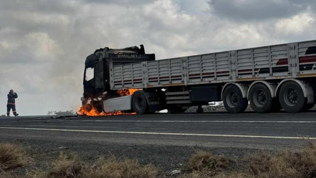 Diyarbakır Çınar'da seyir halindeki tır alev aldı