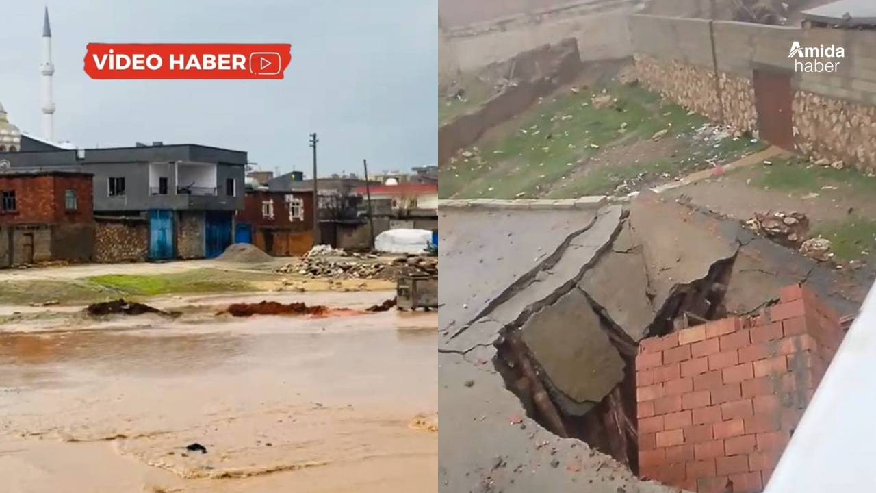 Diyarbakır'da köyü sel bastı, evler hasar gördü
