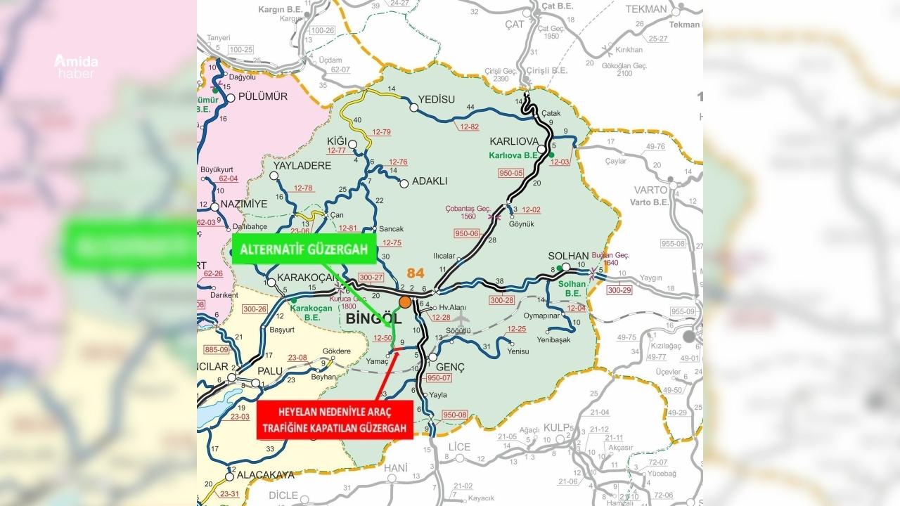 Bingöl’de heyelan tehlikesi: Sürücüler alternatif güzergahlara yönlendirildi
