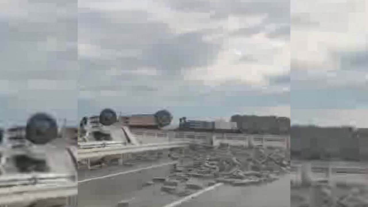 Diyarbakır’da tır yan yattı: 1 yaralı