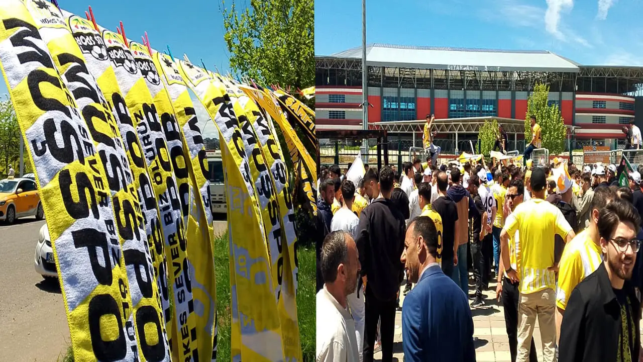Muş taraftarları Diyarbakır’ı sarı beyaza bürüdü