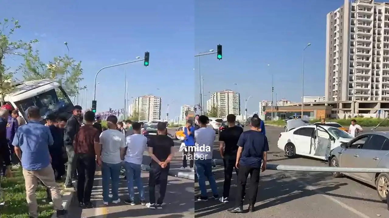 Diyarbakır’da yolcu minibüsü kırmızı ışıktaki araçla çarpıştı