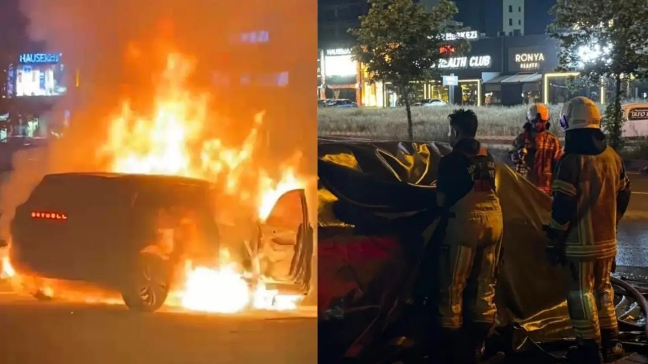 Kayapınar’da araç yangını: Battaniyeyle söndürüldü