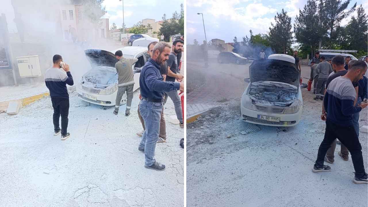 Diyarbakır'da seyir halindeki araç alev aldı