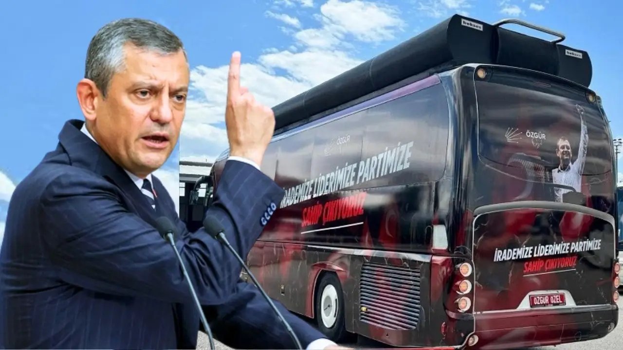 Özgür Özel’in otobüsünde CHP yazısı silindi
