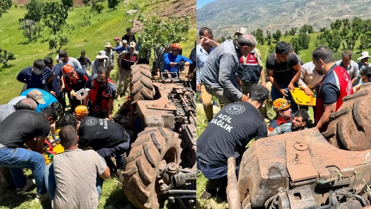 Siirt'te devrilen traktörün altında kalan sürücü ağır yaralandı