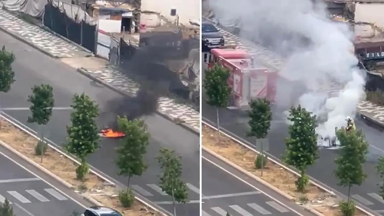 Diyarbakır’da seyir halindeki motosiklet küle döndü