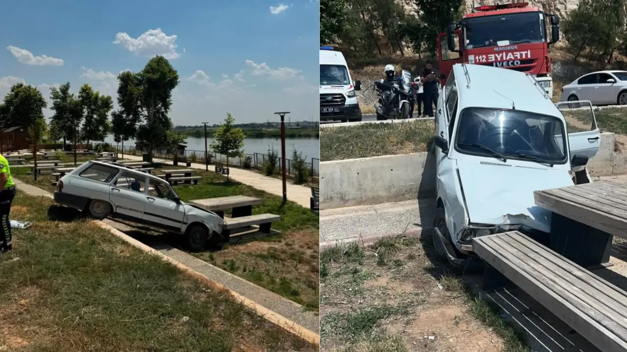 Şanlıurfa'da otomobil millet bahçesine uçtu: 1 yaralı