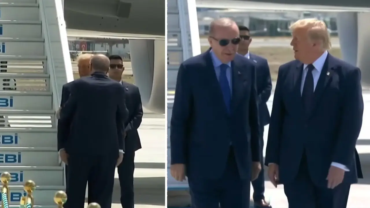 Erdoğan Trump’ı uçağın kapısında karşıladı