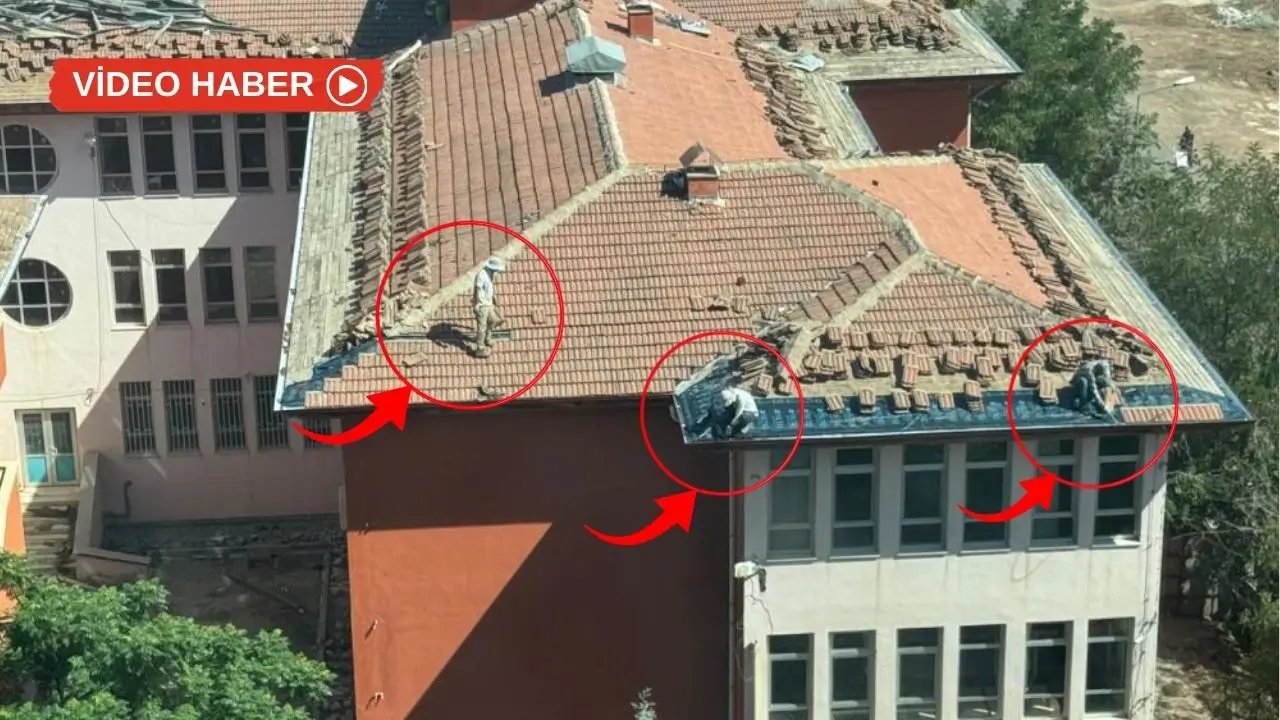 Diyarbakır’da okul çatısında tehlikeye aldırış etmediler