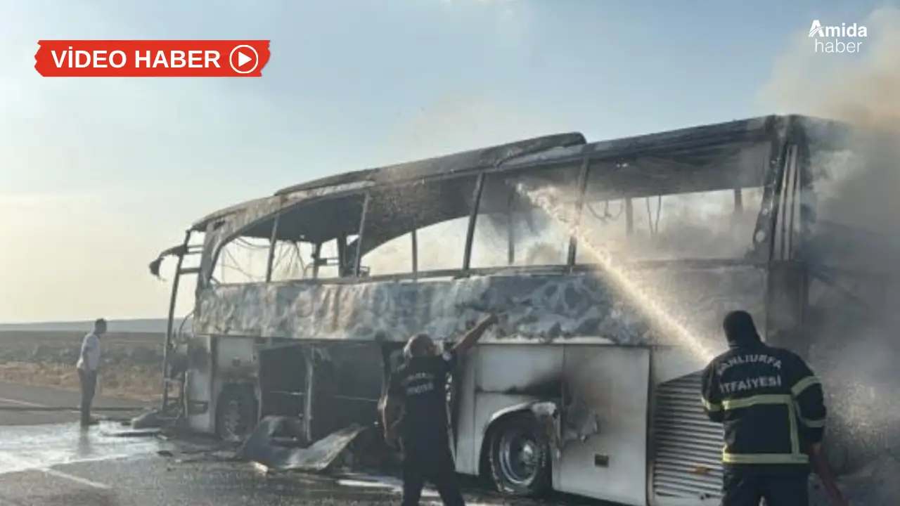 Urfa-Diyarbakır yolunda yolcu otobüsü yandı: Faciadan dönüldü