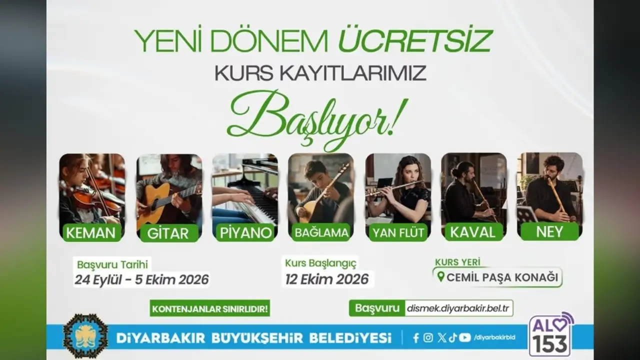 Diyarbakır’da 7 branşta ücretsiz müzik kursu kayıtları başladı