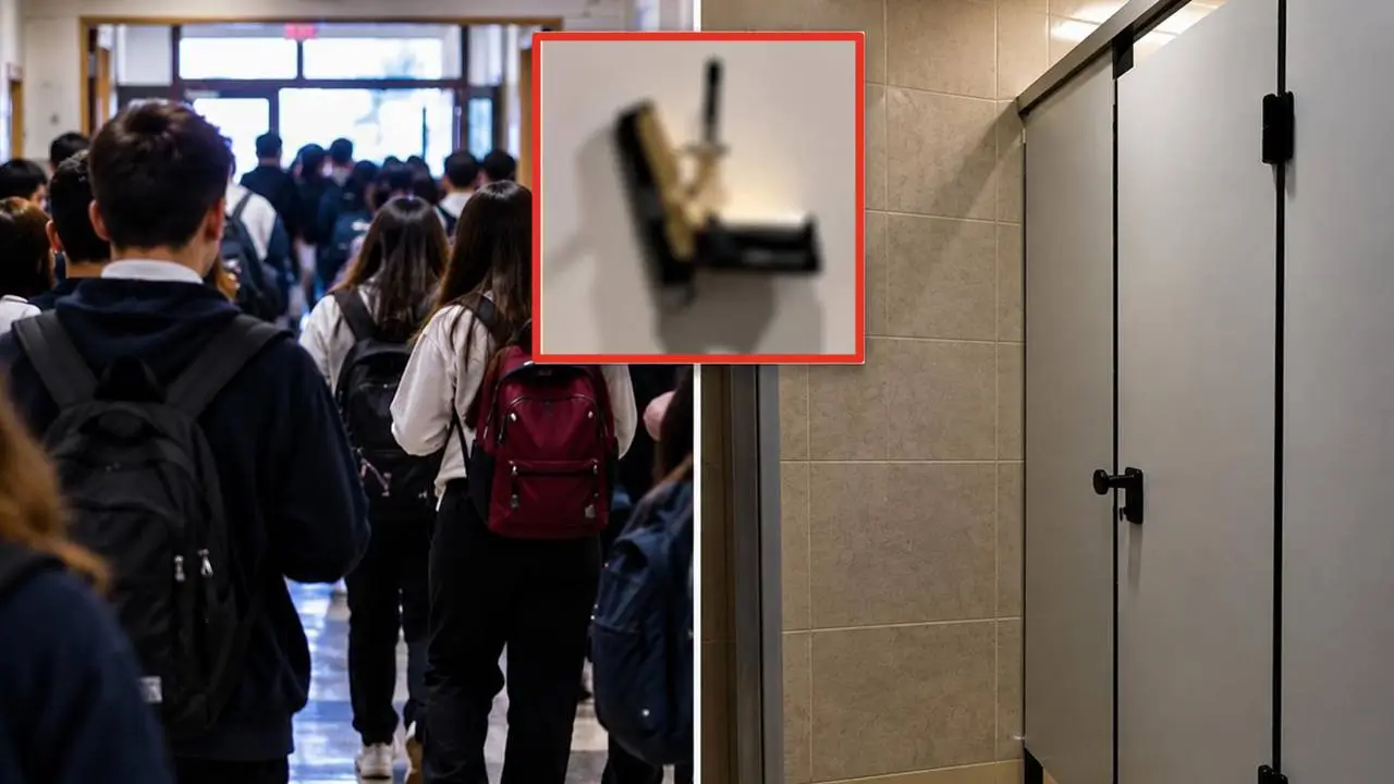 Okulun tuvaletinde asılı tabanca bulundu