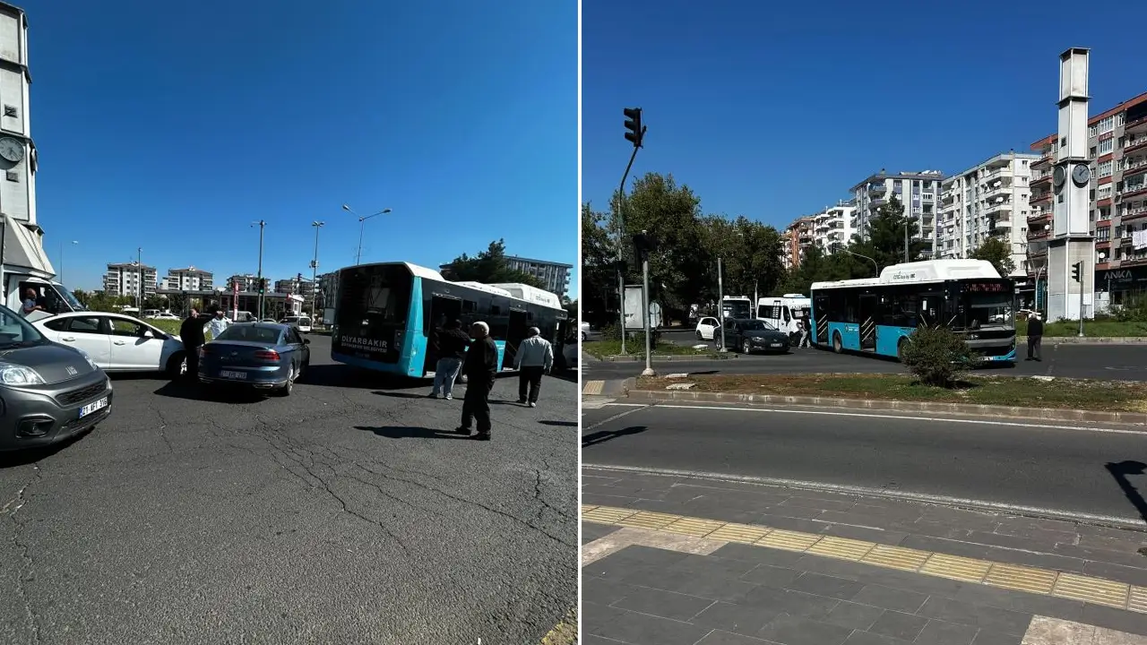 Diyarbakır'da otomobil belediye otobüsüne çarptı