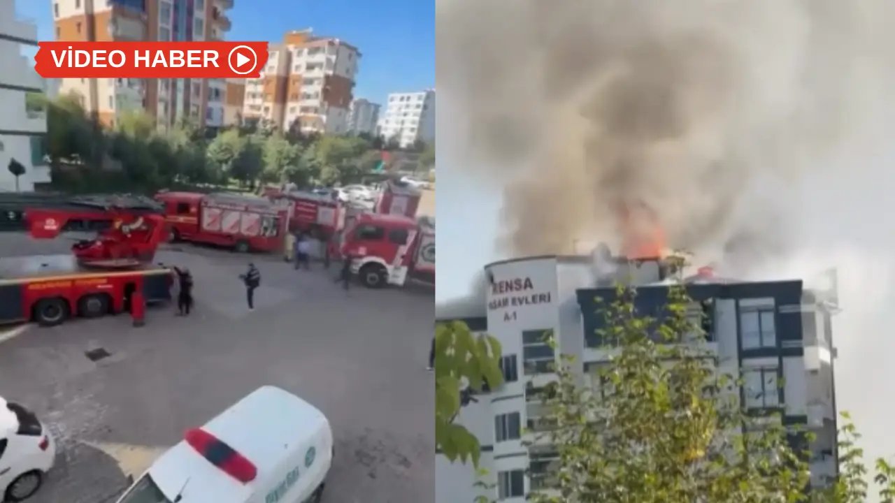 Diyarbakır’da 8 katlı binanın çatısında yangın