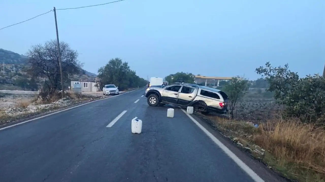Diyarbakır’da korkutan kaza: Pikap takla attı