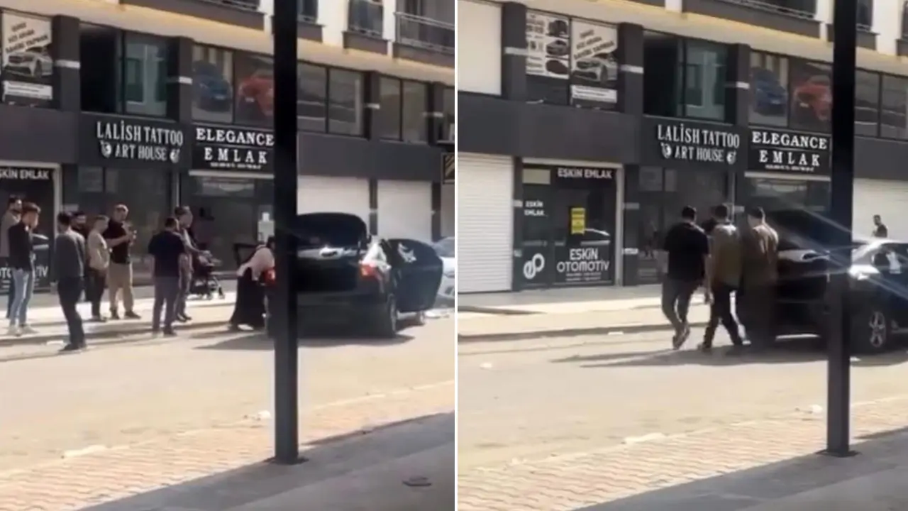 Taşlı sopalı kavganın hedefi lüks otomobil oldu