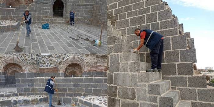 Diyarbakır Surlarında biriken çöpler temizlendi