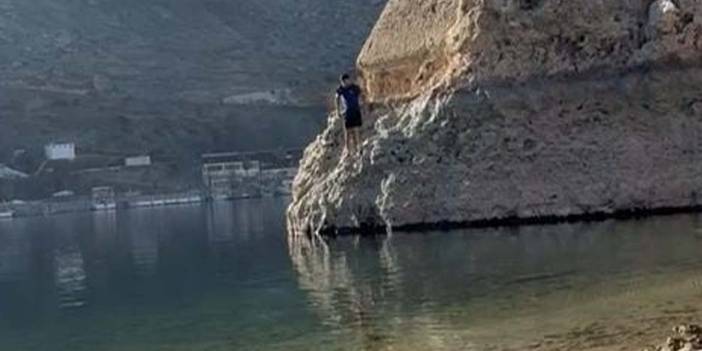 Diyarbakır’da dağcı, dondurucu havada baraja atladı