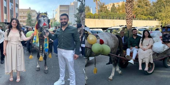 Şanlıurfa’da çeyiz at arabasıyla taşındı